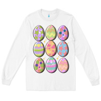 White vintage easter eggs Long Sleeve Tee - MaliasSmallBusiness