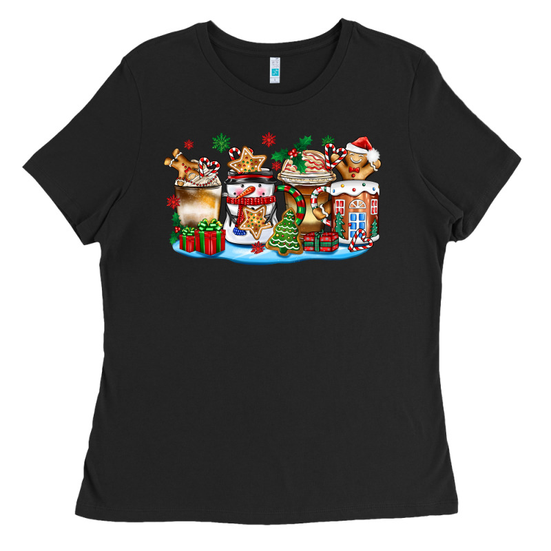 Christmas Cookie Coffee Cups Ladies Tee by Zillion Design Studio | Teevron