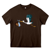 Chocolate Brown stork with black baby boy Heavy Core Tee - BarkalooDesign