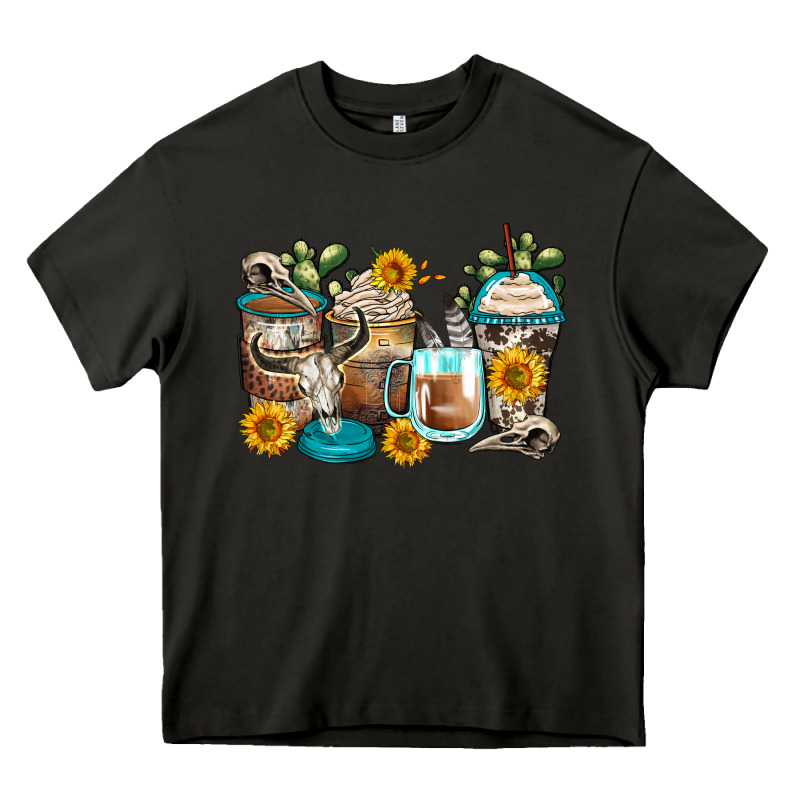 Bull Skull Coffee Cups Heavy Core Tee by Zillion Design Studio | Teevron