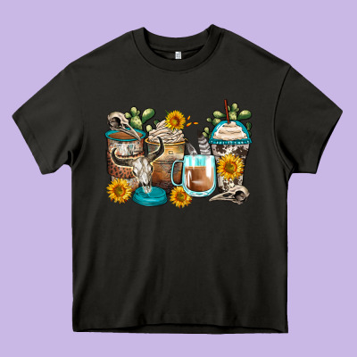 Bull Skull Coffee Cups Heavy Core Tee Designed By Zillion Design Studio