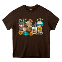 Chocolate Brown bull skull coffee cups Heavy Core Tee - Zillion Design Studio