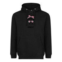 Black Pink Flower on Cyan Background Mom Skull Heavyweight Hoodie - Bettercallsaul