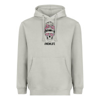 Moon Dust Pink Flower on Cyan Background Mom Skull Heavyweight Hoodie - Bettercallsaul