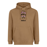 Toasted Coconut Pink Flower on Cyan Background Mom Skull Heavyweight Hoodie - Bettercallsaul