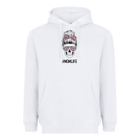 White Pink Flower on Cyan Background Mom Skull Heavyweight Hoodie - Bettercallsaul