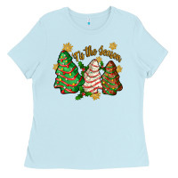 Baby Blue tis the season christmas cake Ladies Tee - Zillion Design Studio
