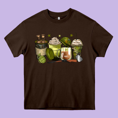 Army Coffee Cups Heavy Core Tee Designed By Zillion Design Studio