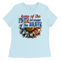 Baby Blue home of the free because of the brave sunflower bi Ladies Tee - texasbilliewilder