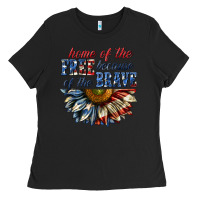 Black home of the free because of the brave sunflower bi Ladies Tee - texasbilliewilder