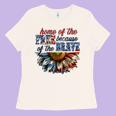 Home Of The Free Because Of The Brave Sunflower Bi Ladies Tee Designed By Texasbilliewilder