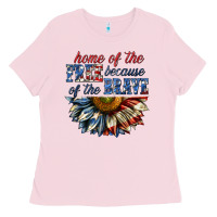 Bubblegum Pink home of the free because of the brave sunflower bi Ladies Tee - texasbilliewilder