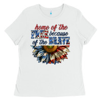 White home of the free because of the brave sunflower bi Ladies Tee - texasbilliewilder
