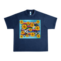 Navy serape cowhide sunflower Urban Heavy Tee - AdoDesignShop
