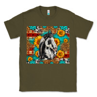 Army Green Aztec Sunflowers Horse Classic Tee - LillyAllenDesigns