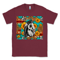 Burgundy Aztec Sunflowers Horse Classic Tee - LillyAllenDesigns