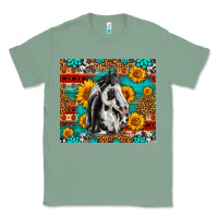 Sage Aztec Sunflowers Horse Classic Tee - LillyAllenDesigns