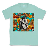 Seafoam Aztec Sunflowers Horse Classic Tee - LillyAllenDesigns