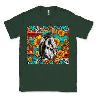 Sports Green Aztec Sunflowers Horse Classic Tee - LillyAllenDesigns