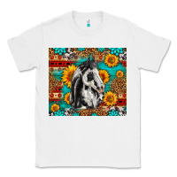 White Aztec Sunflowers Horse Classic Tee - LillyAllenDesigns