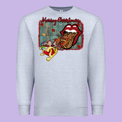 Merry Christmas Lips Santa Premium Sweatshirt Designed By Bettercallsaul