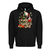 Black sorta scary sorta merry skeleton christmas tree Zipper Hoodie - MaliasSmallBusiness