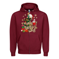 Burgundy sorta scary sorta merry skeleton christmas tree Zipper Hoodie - MaliasSmallBusiness