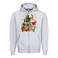 Heather Grey sorta scary sorta merry skeleton christmas tree Zipper Hoodie - MaliasSmallBusiness