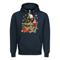 Navy sorta scary sorta merry skeleton christmas tree Zipper Hoodie - MaliasSmallBusiness