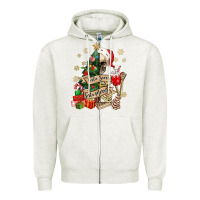 Oatmeal Heather sorta scary sorta merry skeleton christmas tree Zipper Hoodie - MaliasSmallBusiness