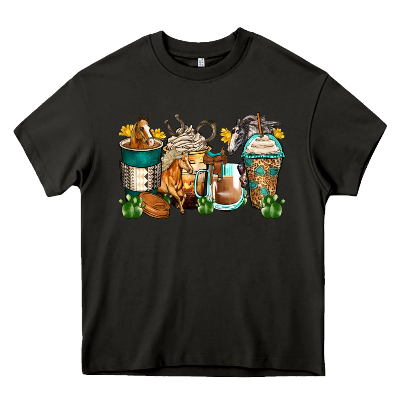 Horses Coffee Cups Heavy Core Tee by Zillion Design Studio | Teevron