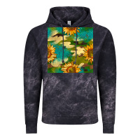 Cloud Black camouflage turquoise glitter sunflowers seamless pattern Vintage Hoodie - BundleAndBundleShop