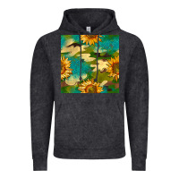 Vintage Black camouflage turquoise glitter sunflowers seamless pattern Vintage Hoodie - BundleAndBundleShop