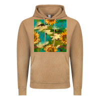 Vintage Camel camouflage turquoise glitter sunflowers seamless pattern Vintage Hoodie - BundleAndBundleShop