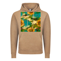 Vintage Coffee camouflage turquoise glitter sunflowers seamless pattern Vintage Hoodie - BundleAndBundleShop