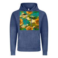 Vintage Denim camouflage turquoise glitter sunflowers seamless pattern Vintage Hoodie - BundleAndBundleShop