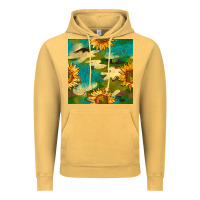 Vintage Mustard camouflage turquoise glitter sunflowers seamless pattern Vintage Hoodie - BundleAndBundleShop