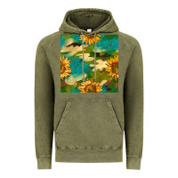 Vintage Olive camouflage turquoise glitter sunflowers seamless pattern Vintage Hoodie - BundleAndBundleShop