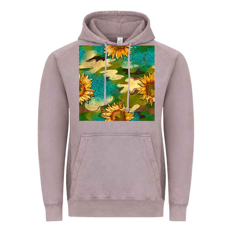 Camouflage Turquoise Glitter Sunflowers Seamless Pattern Vintage Hoodie by BundleAndBundleShop | Teevron