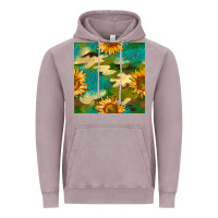 Vintage Zinc camouflage turquoise glitter sunflowers seamless pattern Vintage Hoodie - BundleAndBundleShop