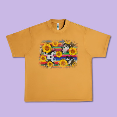 Serape Cowhide Sunflower Background Urban Heavy Tee Designed By Adodesignshop