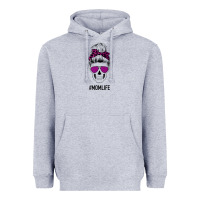Heather Grey Purple Glitter, Leopard Patterned Mom Skull Heavyweight Hoodie - Bettercallsaul