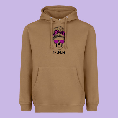 Purple Glitter, Leopard Patterned Mom Skull Heavyweight Hoodie Designed By Bettercallsaul