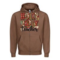 Chestnut holly jolly teacher Zipper Hoodie - MaliasSmallBusiness