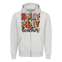 Dove Grey holly jolly teacher Zipper Hoodie - MaliasSmallBusiness