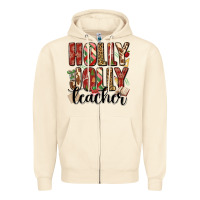 Sandshell holly jolly teacher Zipper Hoodie - MaliasSmallBusiness