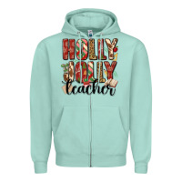 Holly Jolly Teacher Zipper Hoodie | Teevron