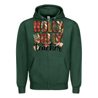 Sports Green holly jolly teacher Zipper Hoodie - MaliasSmallBusiness