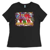 Black happy easter roosters Ladies Tee - RanaPortraitStore