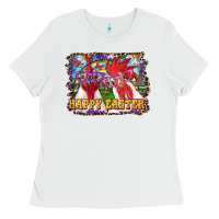 White happy easter roosters Ladies Tee - RanaPortraitStore